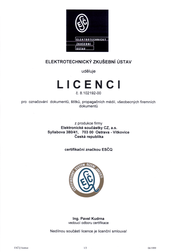 ESČQ - licence